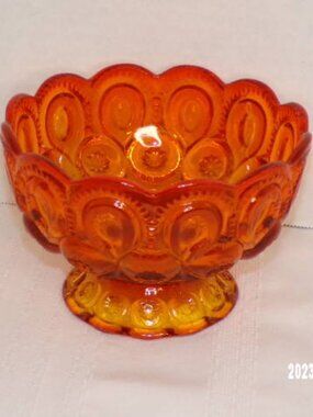 Vintage L.E. Smith Amberina Glass Bowl Footed 6.25" Diameter